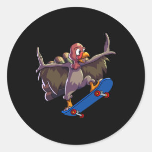 Skating Thanksgiving-Shirt Männer Kinder Skateboar Runder Aufkleber