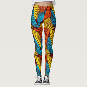 SKAYMARTS Blaugelbe afrikanische Prints Leggings