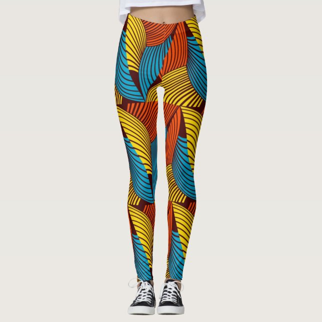 SKAYMARTS | Blaugelbe afrikanische Prints Leggings (Vorderseite)