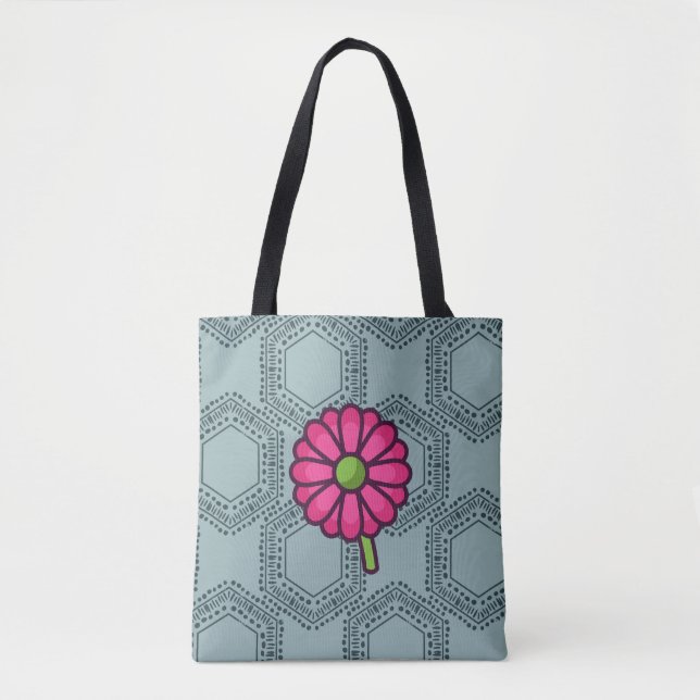SKAYMARTS | Blue Boho Rose Design Shopping Bag Tasche (Vorderseite)