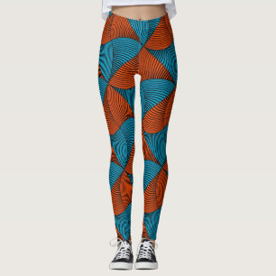 SKAYMARTS Blue Pattern African Ankara Leggings