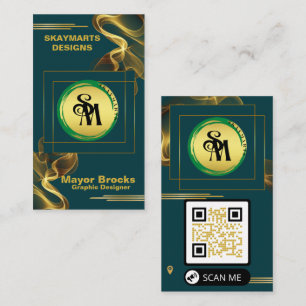 Skaymarts   Einzigartiger grüner und goldener QR-C Visitenkarte