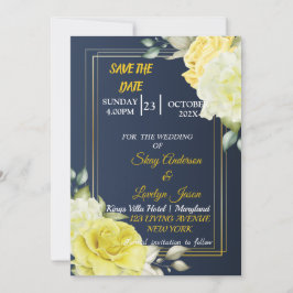 Skaymarts | Einzigartiges Navy Blue Floral Save th The Date