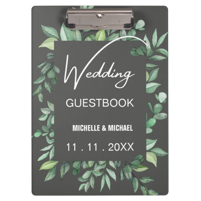 Skaymarts | Elegant Floral Wedding Guest Klemmbrett (Vorderseite)