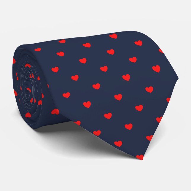 Skaymarts Navy Blue Red Hearty Design Neck Tie Krawatte (Gerollt)
