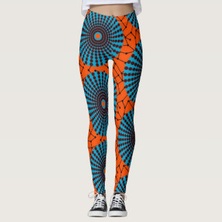 SKAYMARTS | Schwarz-Orange-afrikanische Prints-Leg Leggings