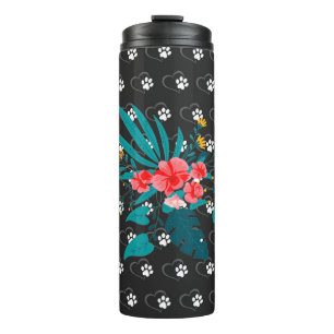 Skaymarts   Schwarzer Blütendesign Thermal Tumbler Thermosbecher