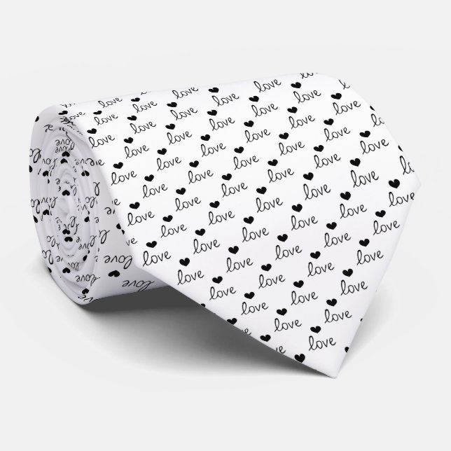 Skaymarts White Liebe Design Neck Tie Krawatte (Gerollt)