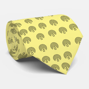 Skaymarts Yellow Color Black Signal Neck Tie Krawatte