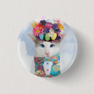 Skeezix der Katzen-Osterhasen-Knopf Button