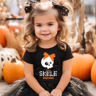 Skele Squad Bow Orange Halloween Familie Matching Baby T-shirt