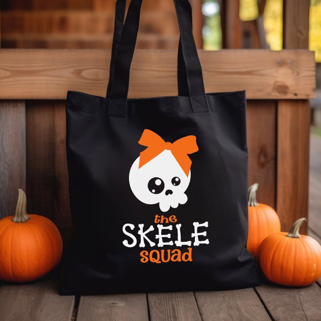 Skele Squad Bow Orange Halloween Trick oder Treat Tasche (Von Creator hochgeladen)