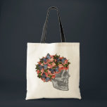 Skelegirl Tasche<br><div class="desc">Gestaltete Kunst. Aus 3 verschiedenen Bildern hochgeladen,  jedes als post Copyright Buch Illustration. Schädel,  Rose und Schmetterlinge alle verändert,  gefärbt und als Collage im Cybershop zusammengesetzt. Einzigartig,  punky und mädchenhaft.</div>