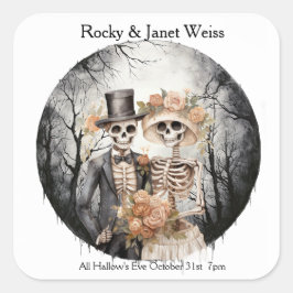 Skeletal Couple Wedding Quadratischer Aufkleber