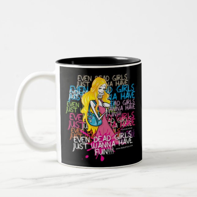 Skeleticas sogar tote Mädchen wollen gerade, um Zweifarbige Tasse (Links)