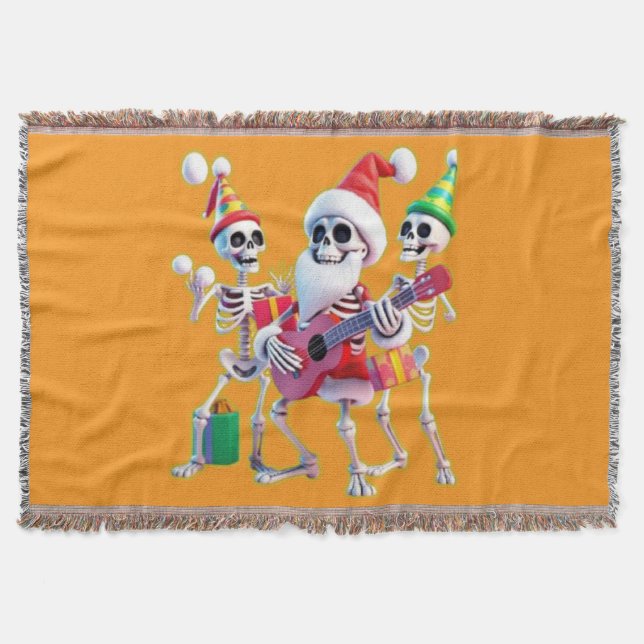 **Skeleton 3D Christm Santa Party – Funnyas Skelet Decke (Vorderseite)