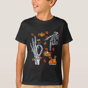 Skeleton 67 Meme Lustiges Thanksgiving 6 7 Jungen T-Shirt