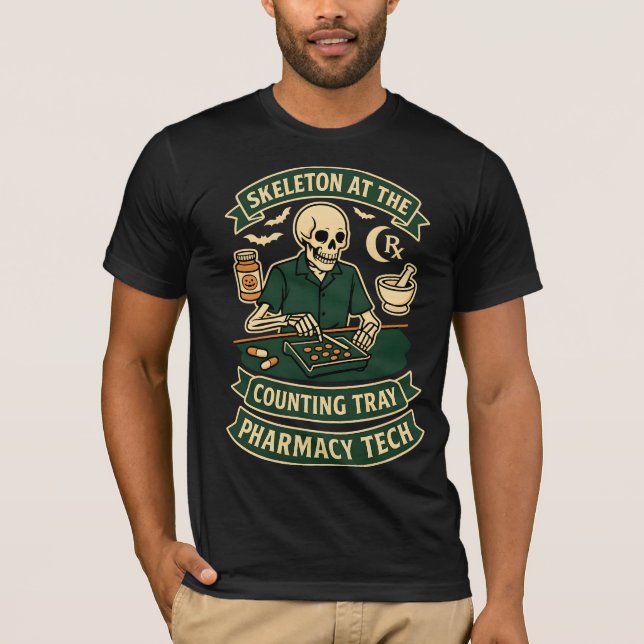Skeleton am Halloween, dem Grafen von Tray Pharmac T-Shirt (Vorderseite)