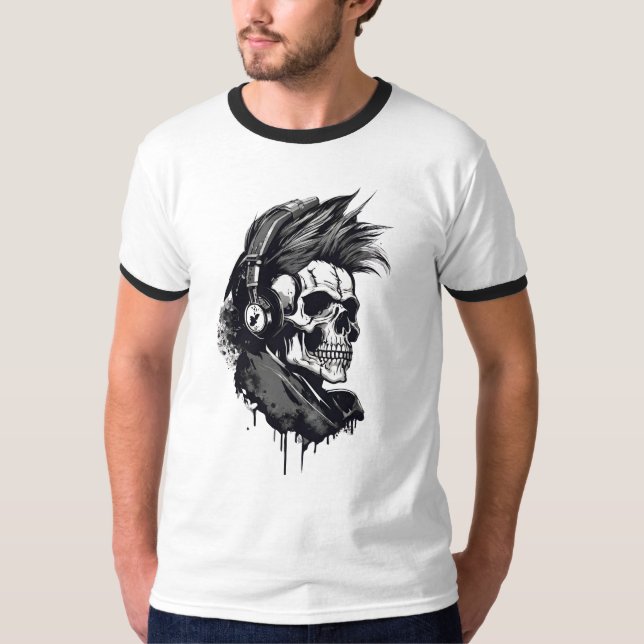 Skeleton and skull.skelett und totenkopf t-shirt  (Vorderseite)