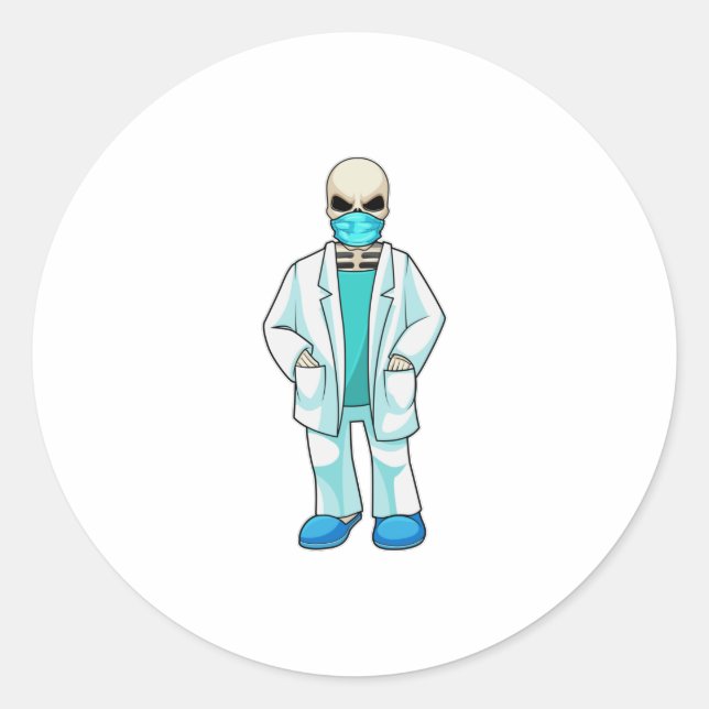 Skeleton as Doctor with Face mask Runder Aufkleber (Vorderseite)