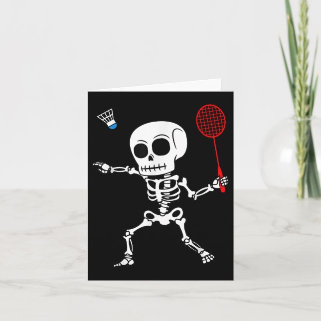 Skeleton Badminton Halloween Smash Shuttle Easy Co Karte (Vorderseite)