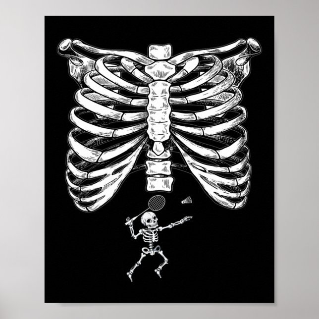 Skeleton Badminton Schwangerschaft Halloween Smash Poster (Vorne)