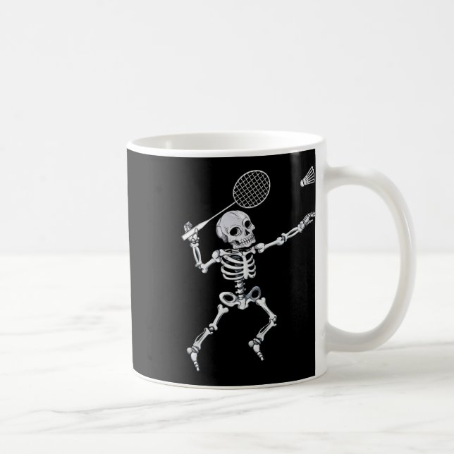 Skeleton Badminton Smash Shuttle Halloween Kaffeetasse (Rechts)
