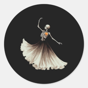 Skeleton Ballerina Ballerina Tanz Halloween Women  Runder Aufkleber