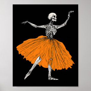 Skeleton Ballerina Dance Tutu Spooky Balletttänzer Poster