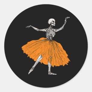Skeleton Ballerina Dance Tutu Spooky Balletttänzer Runder Aufkleber