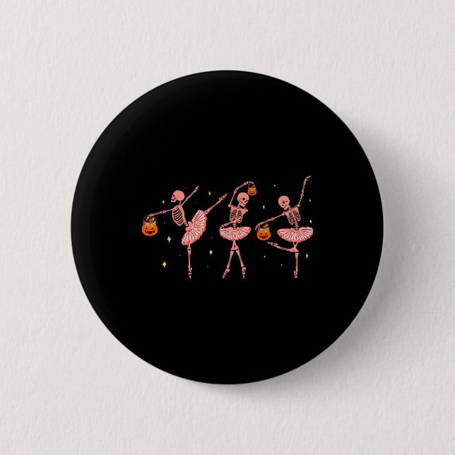 Skeleton Ballerina Halloween Kürbislaterne Dancer Button (Vorderseite)