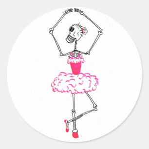 Skeleton Ballerina in Pink Tutu Balletttänzerin Runder Aufkleber