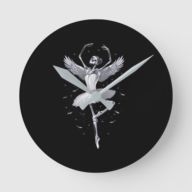Skeleton Ballerina Runde Wanduhr (Vorderseite)