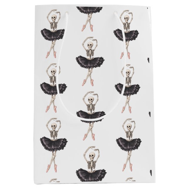 Skeleton Ballerina - Spooky Grace trifft Gotik Mittlere Geschenktüte (Vorderseite)