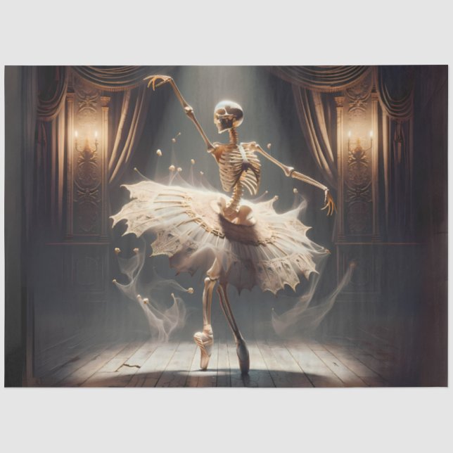 Skeleton Ballerina über Bühne - Gotisches Ballett Seidenpapier (Vorderseite)