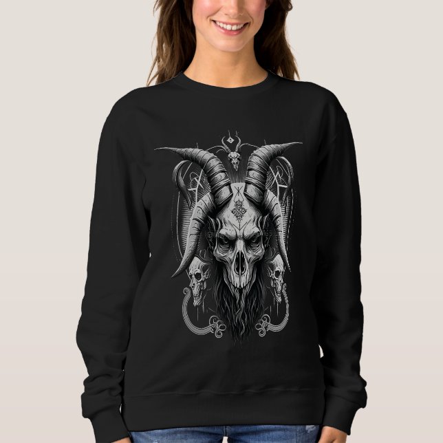 Skeleton Baphomet  Occult Gothic Demon Sweatshirt (Vorderseite)