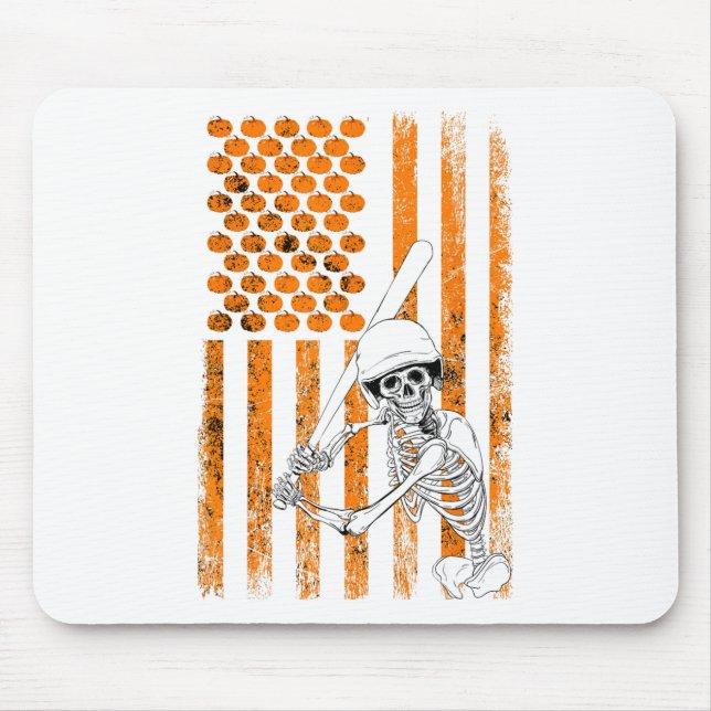 Skeleton Baseball Player Fan Skeleton Halloween Ba Mousepad (Vorne)