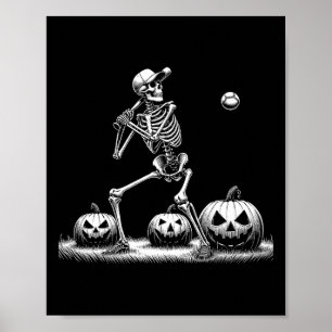 Skeleton Baseball Spieler Halloween Mens Womens Ki Poster