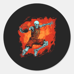 Skeleton Basketball Spieler Halloween Spooky Runder Aufkleber