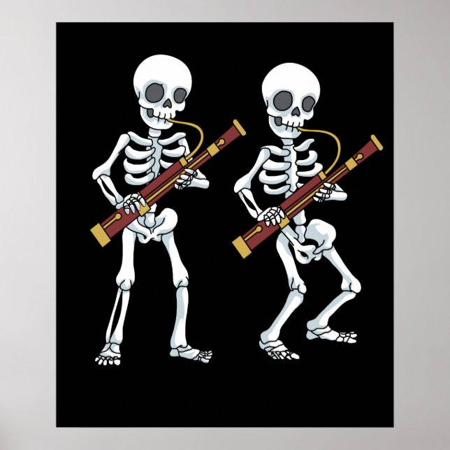 Skeleton Bassoon Band Player Bassoonist Poster (Vorne)