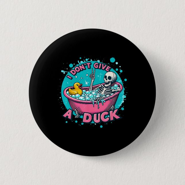 Skeleton Bath Spaß Rubber Duck Funny Halloween Button (Vorderseite)