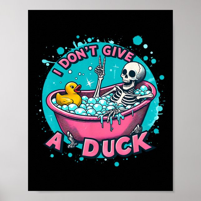 Skeleton Bath Spaß Rubber Duck Funny Halloween Poster (Vorne)