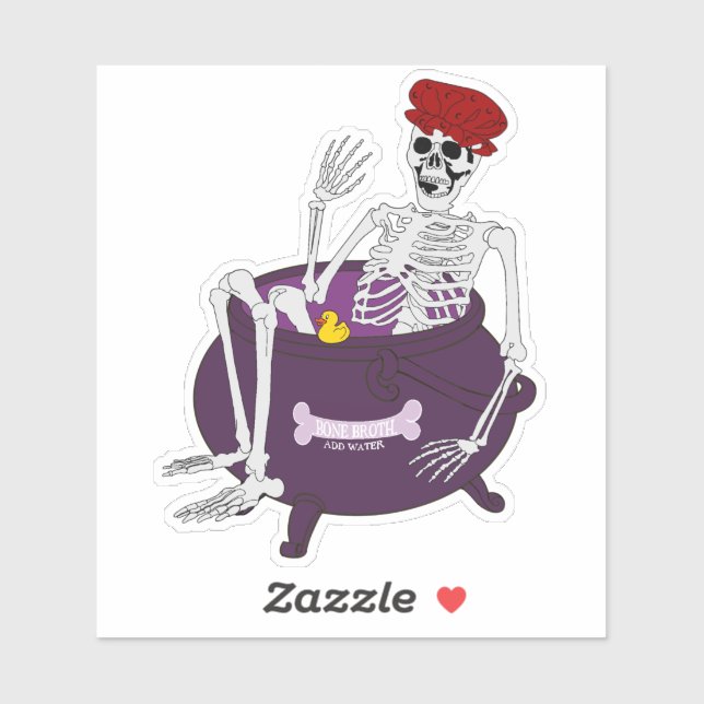 Skeleton Bathing in Cauldron Sticker (Blatt)