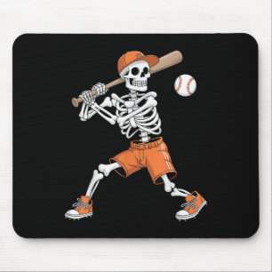 Skeleton Batting Baseball Halloween Mousepad
