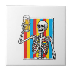 Skeleton Beer Rainbow Vintage Gravur-Shirt_1 Fliese