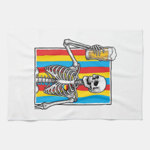 Skeleton Beer Rainbow Vintage Gravur Shirt_1 Geschirrtuch