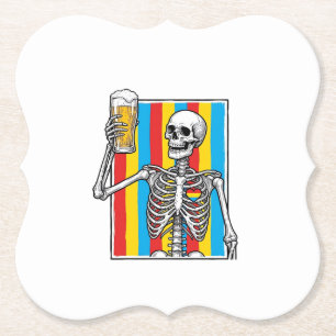 Skeleton Beer Rainbow Vintage Gravur Shirt_1 Untersetzer