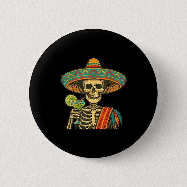 Skeleton-Bier Cinco de Mayo Fiesta  Button (Vorderseite)