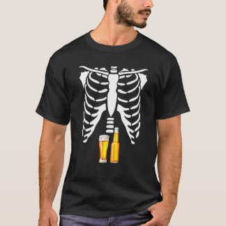 Skeleton Bierbraun T-Shirts Röntgen Halloween Schw