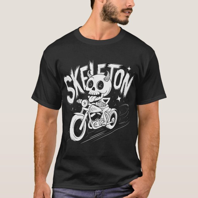 Skeleton Bike Rider - Edgy & Cool Biker T-Shirt (Vorderseite)